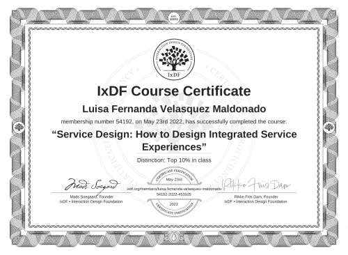 Service Design: How to Design Integrated Service Experiences certificate