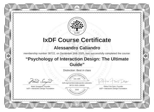 Psychology of Interaction Design: The Ultimate Guide certificate