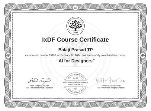 AI for Designers certificate