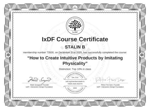 How to Create Intuitive Products by Imitating Physicality certificate