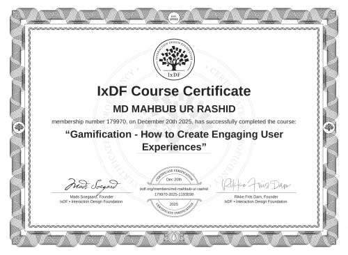 Gamification - How to Create Engaging User Experiences certificate