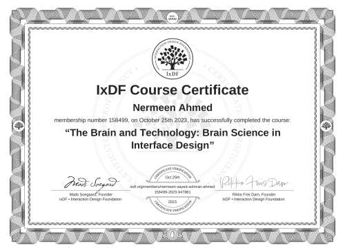 The Brain and Technology: Brain Science in Interface Design certificate