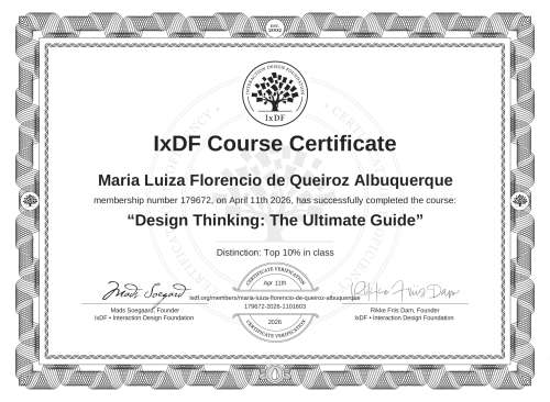 Design Thinking: The Ultimate Guide certificate