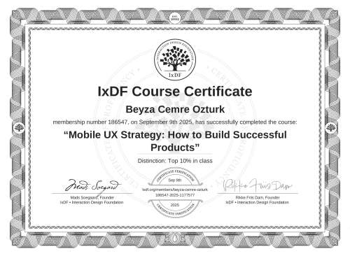 Mobile UX Strategy: How to Build Successful Products certificate