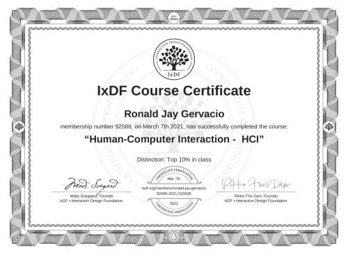 Human-Computer Interaction -  HCI certificate