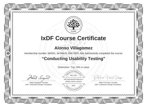 Conducting Usability Testing certificate