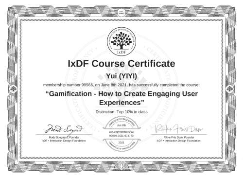 Gamification - How to Create Engaging User Experiences certificate