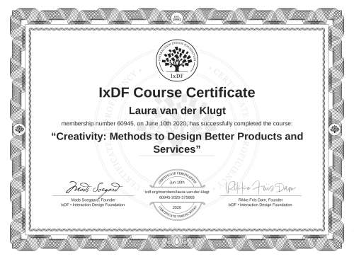Creativity: Methods to Design Better Products and Services certificate