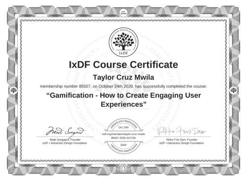 Gamification - How to Create Engaging User Experiences certificate