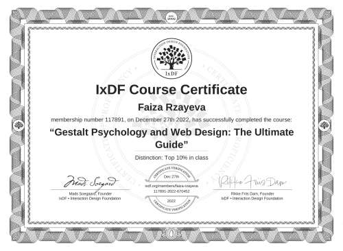 Gestalt Psychology and Web Design: The Ultimate Guide certificate