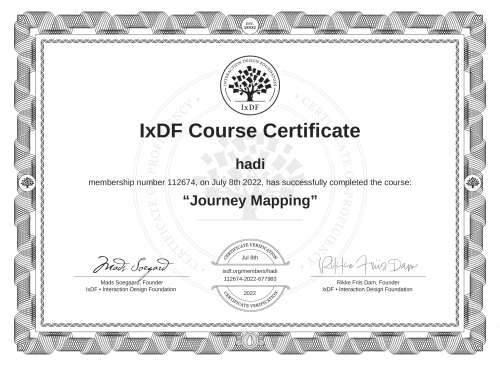 Journey Mapping certificate