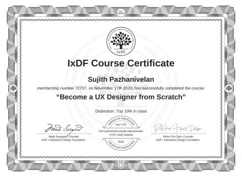 Become a UX Designer from Scratch certificate