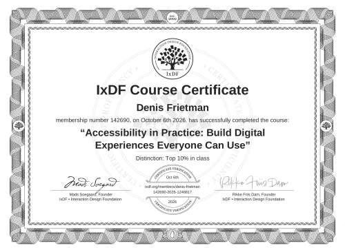 Accessibility in Practice: Build Digital Experiences Everyone Can Use certificate