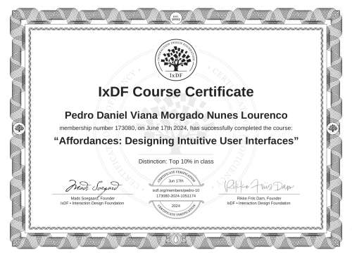 Affordances: Designing Intuitive User Interfaces certificate