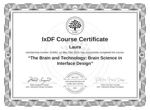 The Brain and Technology: Brain Science in Interface Design certificate