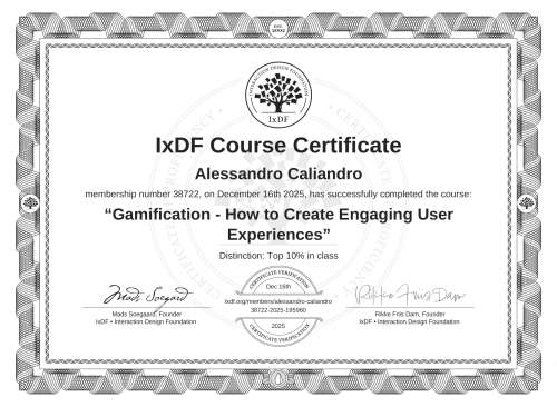 Gamification - How to Create Engaging User Experiences certificate
