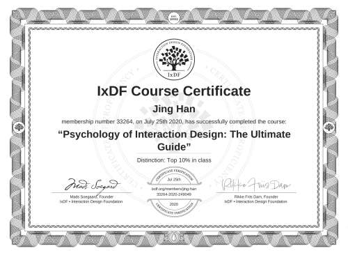 Psychology of Interaction Design: The Ultimate Guide certificate