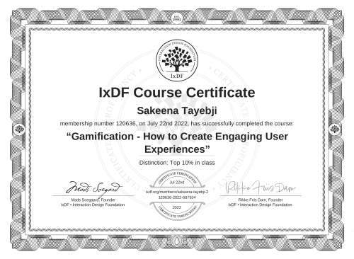 Gamification - How to Create Engaging User Experiences certificate
