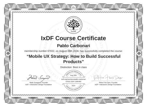 Mobile UX Strategy: How to Build Successful Products certificate