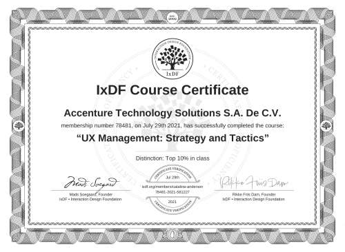 UX Management: Strategy and Tactics certificate