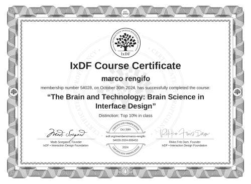 The Brain and Technology: Brain Science in Interface Design certificate