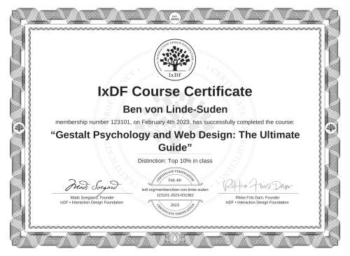 Gestalt Psychology and Web Design: The Ultimate Guide certificate