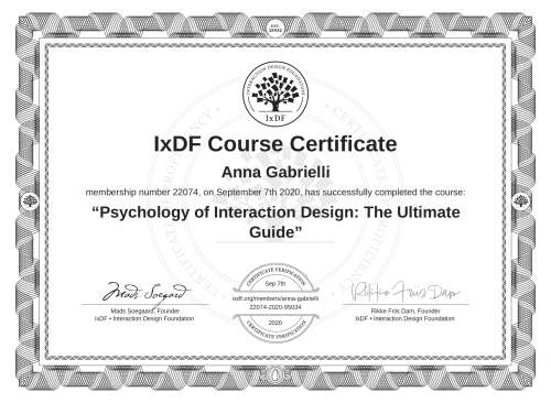 Psychology of Interaction Design: The Ultimate Guide certificate