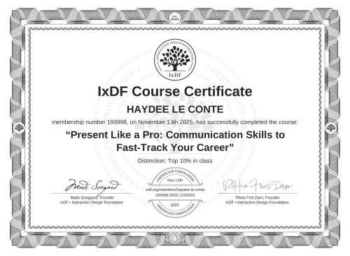 Present Like a Pro: Communication Skills to Fast-Track Your Career certificate