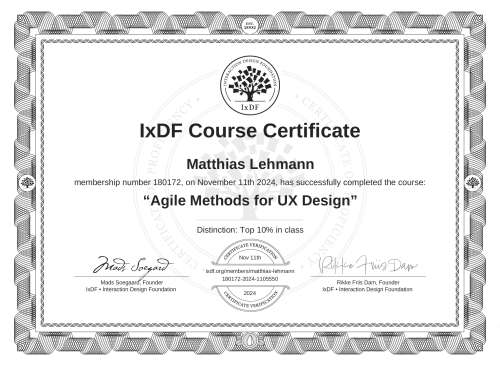 Agile Methods for UX Design certificate