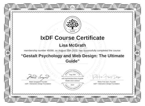 Gestalt Psychology and Web Design: The Ultimate Guide certificate