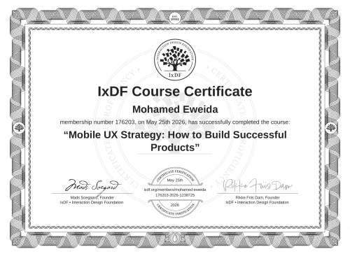 Mobile UX Strategy: How to Build Successful Products certificate