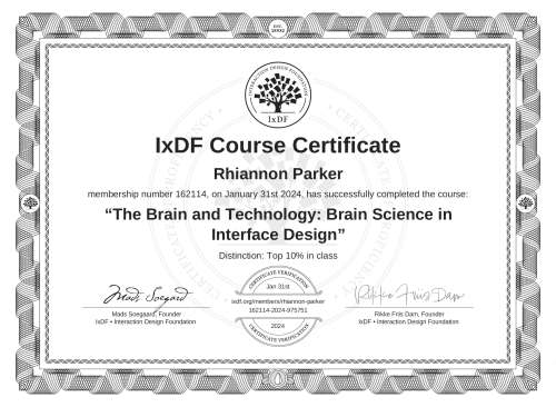 The Brain and Technology: Brain Science in Interface Design certificate