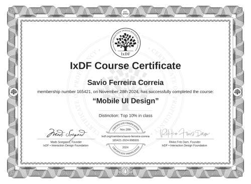 Mobile UI Design certificate