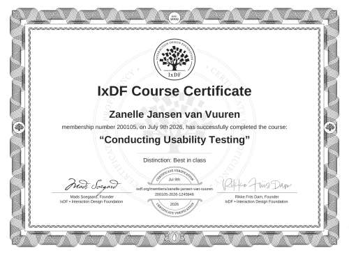 Conducting Usability Testing certificate