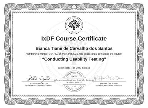 Conducting Usability Testing certificate