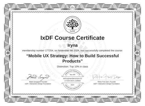 Mobile UX Strategy: How to Build Successful Products certificate