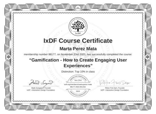 Gamification - How to Create Engaging User Experiences certificate