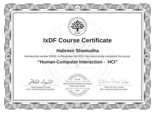 Human-Computer Interaction -  HCI certificate