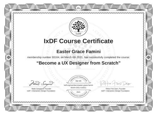 Become a UX Designer from Scratch certificate