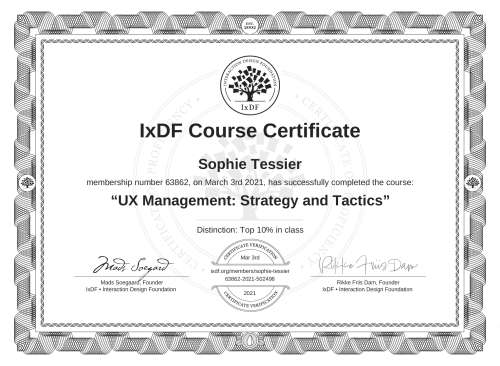 UX Management: Strategy and Tactics certificate