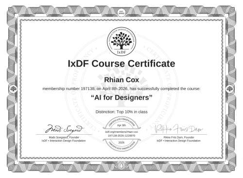 AI for Designers certificate
