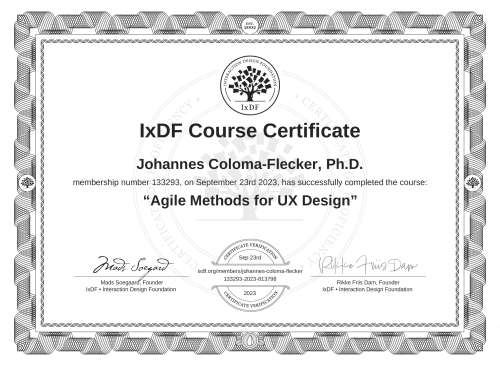 Agile Methods for UX Design certificate