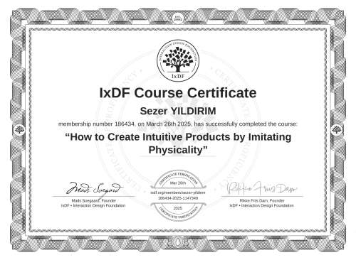 How to Create Intuitive Products by Imitating Physicality certificate