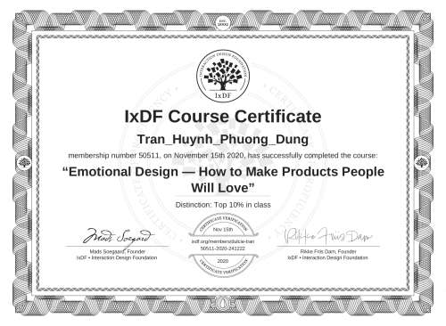 Emotional Design — How to Make Products People Will Love certificate