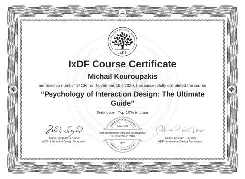 Psychology of Interaction Design: The Ultimate Guide certificate