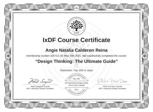 Design Thinking: The Ultimate Guide certificate