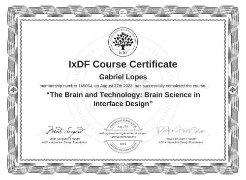 The Brain and Technology: Brain Science in Interface Design certificate