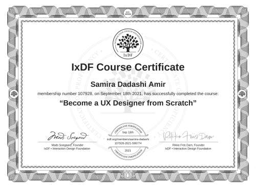 Become a UX Designer from Scratch certificate