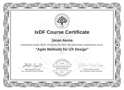 Agile Methods for UX Design certificate