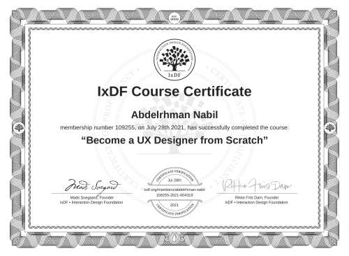 Become a UX Designer from Scratch certificate